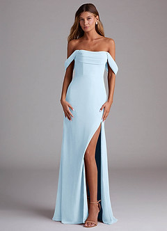 Azazie Saige Bridesmaid Dresses Sky Blue A-Line Off the Shoulder Chiffon Convertible Dress image1