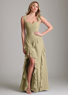 Azazie Sloane Bridesmaid Dresses Moss Green A-Line Sweetheart Neckline Chiffon Dress image3