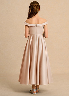 Azazie Teeny Junior Formal vestidos de niña de las flores Vestido de Rosa Inglesa de Satin Mate de Corte En A con Plisado image2