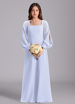 Azazie Bondi Junior Jurk van Chiffon met A-Lijn Blouson Lavendel image3