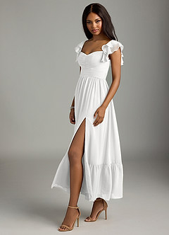 Azazie Anaya Bridesmaid Dresses White A-Line Sweetheart Neckline Chiffon Dress image4