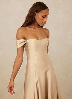 Christian Siriano Bridal for Azazie 1002 Bridesmaid Dresses Off Shoulder Stretch Satin A-line Dress image4