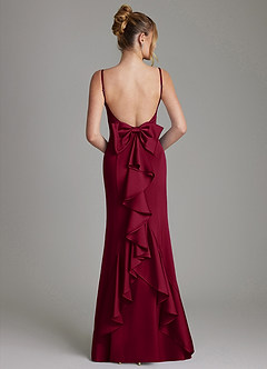 Azazie Zherra Bridesmaid Dresses Burgundy Mermaid Bow Stretch Satin Dress image5