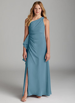 Azazie Maive Junior Bermuda A-Line Pleated Chiffon Dress image2