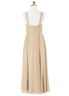 Azazie Simoan Junior Abito A-Line in Chiffon Scollo a Cuore Champagne image5