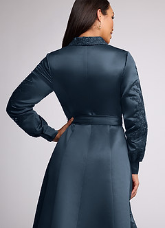 Azazie Ruth Mother of the Bride Dresses Neptune A-Line Lace Matte Satin Dress image5