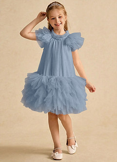 Azazie Eliza Flower Girl Klänningar Klä A-Line i Tyll Ärmlös image4