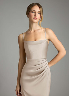 Azazie Leonis Bridesmaid Dresses Frost Mermaid Pleated Stretch Satin Convertible Dress image3