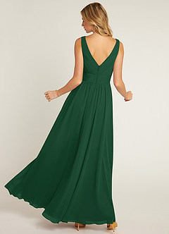 Azazie Pierrette Bridesmaid Dresses Dark Green A-Line Pleated Chiffon Dress image2