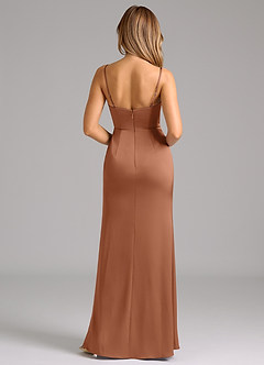 Azazie Aimee Bridesmaid Dresses Bronzer A-Line Sweetheart Neckline Stretch Satin Dress image2
