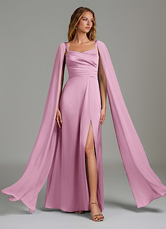 Azazie Niveah Bridesmaid Dresses Candy Pink A-Line Strapless Stretch Satin Convertible Dress image5