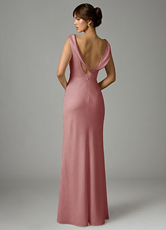 Azazie Kieryn Vestidos de damas de honor Vestido de Rosa Polvorienta de Satén Elástico de Corte Sirena con Plisado image5