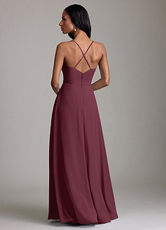 Azazie Naeem Bridesmaid Dresses Cabernet A-Line V-Neck Ruffle Chiffon Dress image2