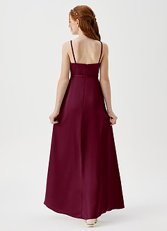 Azazie Kaylee Junior Robe Trapèze en Satin extensible avec ceinture Mûre image2