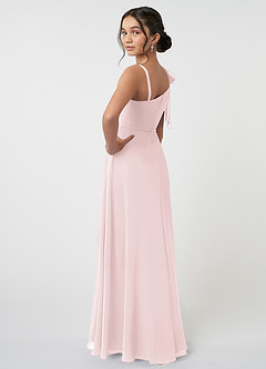 Azazie Aidy Junior Blushing Pink A-Line Bow Chiffon Dress image4