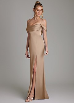 Azazie Nira Brautjungfernkleider Meerjungfrau-Linie Korsett Stretch-Satin Kleid Taupe image6