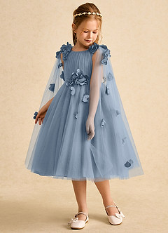 Azazie Staria Blumenmädchenkleider Ballkleid Gestreift Tüll Kleid Staubblau image5