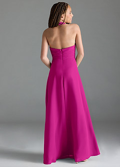 Azazie Tessie Junior A-Linie Plissee Chiffon Kleid Fuchsia image5