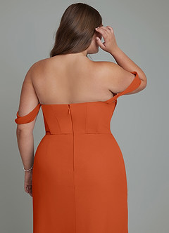 Azazie Johana Bridesmaid Dresses Burnt Orange Mermaid Off the Shoulder Chiffon Convertible Dress image14