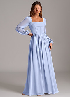 Azazie Maree Vestidos de damas de honor Vestido de Hielo de Gasa de Corte en A con Corsé image3