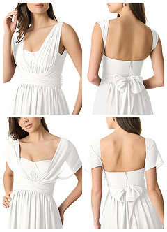 Azazie Olani Bridesmaid Dresses White A-Line One Shoulder Chiffon Convertible Dress image9