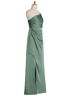 Azazie Eren Junior Vestido Eucalipto de Cetim elástico de Bainha com Plissado image6