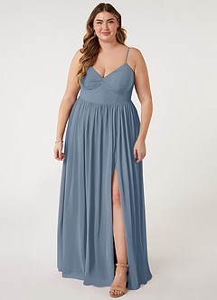 Azazie Zeya Bridesmaid Dresses Twilight A-Line V-Neck Pleated Chiffon Dress image6