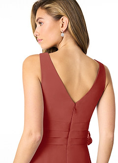 Azazie Bianca Final Sale Rust A-Line Pleated Chiffon Dress image5