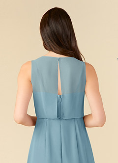 Azazie Marchioness Mother of the Bride Dresses Moody Blue A-Line Scoop Pleated Chiffon Dress image6