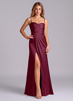 Azazie Sabrine Final Sale Mulberry A-Line Sweetheart Neckline Stretch Satin Dress image5