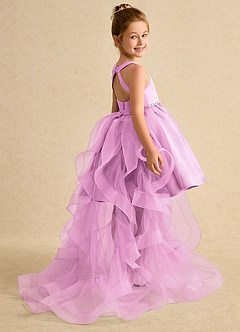 Azazie Julietta Flower Girl Dresses Candy Pink Ball-Gown Convertible Tulle Dress image6
