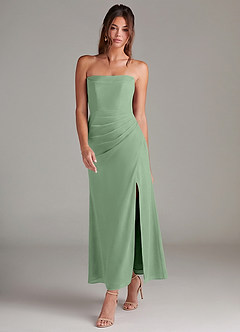 Azazie Leonis Brautjungfernkleider Wandelbar Meerjungfrau-Linie Schulterfrei Chiffon Kleid Matcha image7