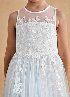 Azazie Bitsy Abiti da Ragazza di Fiori Abito A-Line in Tulle Pizzo Avorio Azzurro image6