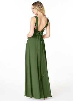 Azazie Julie Bridesmaid Dresses Olive A-Line Sweetheart Neckline Chiffon Dress image2