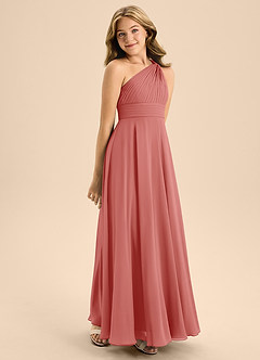 Azazie Charlize Junior Antique Rose A-Line Pleated Chiffon Dress image5