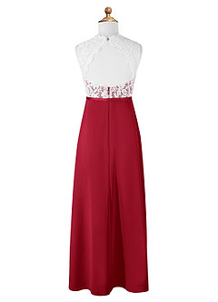 Azazie Rana Junior Scarlet A-Line Lace Chiffon Dress image6