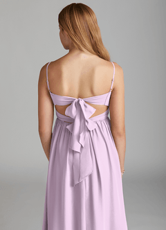 Azazie Zeya Junior A-Linie Chiffon Kleid Frostiges Flieder image2