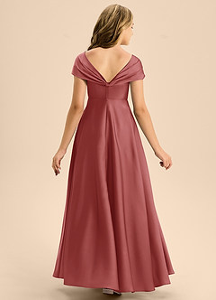 Azazie Rowena Junior Antique Rose A-Line Bow Stretch Satin Dress image5