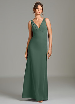Azazie Leticia Bridesmaid Dresses Sea Moss Sheath Pleated Chiffon Dress image1