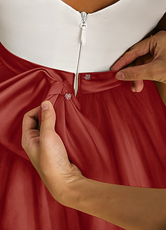 Azazie Sprout Flower Girl Dresses Terracotta A-Line Bow Tulle Dress image5