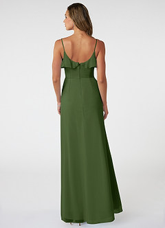 Azazie Natalia Bridesmaid Dresses Olive A-Line Chiffon Dress image2