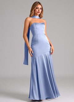 Azazie Shiloh Bridesmaid Dresses Ice Mermaid Strapless Stretch Satin Convertible Dress image3
