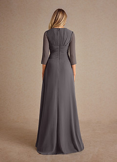 Azazie Mayfield vestidos de madre de la novia Vestido de Gris Acero de Gasa de Corte En A con Plisado image3