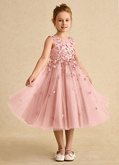Azazie Lana vestidos de niña de las flores Vestido de Rosetón de Satin Mate de Corte En A con Sin mangas image5