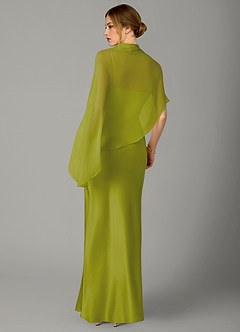 Azazie Jaleesa Bridesmaid Dresses Lemongrass A-Line High Neck Stretch Satin Dress image6