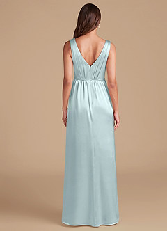 Azazie Tanicia Bridesmaid Dresses Mist A-Line Pleated Metallic Satin Dress image6