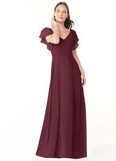 Azazie Syenna Bridesmaid Dresses Cabernet A-Line Ruched Chiffon Dress image1