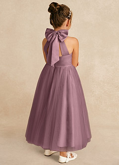 Azazie Bev Flower Girl Dresses Vintage Mauve A-Line Convertible Tulle Dress image6