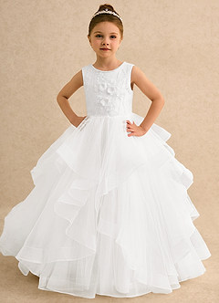 Azazie Claire Robe Demoiselle D'honneur Fillette Robe Princesse en Tulle Perlé Ivoire image3