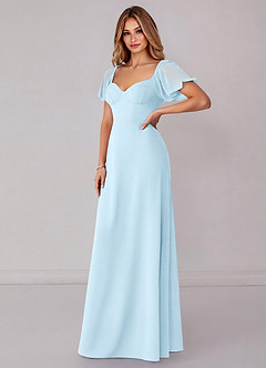 Azazie Fatima Bridesmaid Dresses Sky Blue A-Line with Pockets Chiffon Dress image4